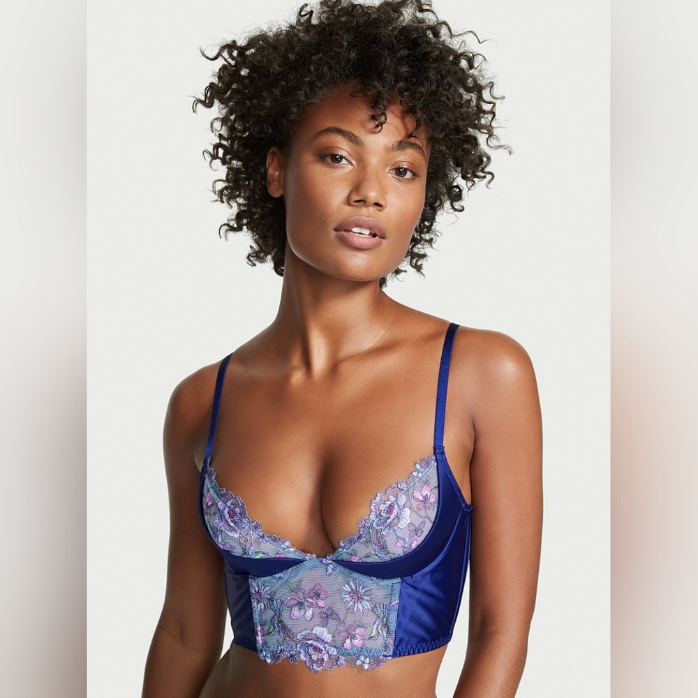 Victoria's Secret Very Sexy Hummingbird Embroidery Quarter Cup Corset Top $89.95